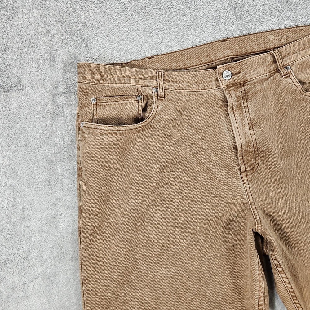 Faherty Jeans Mens 38x32 Beige Huckberry Slim Straight Stretch 5 Pocket Pants - Picture 3 of 16